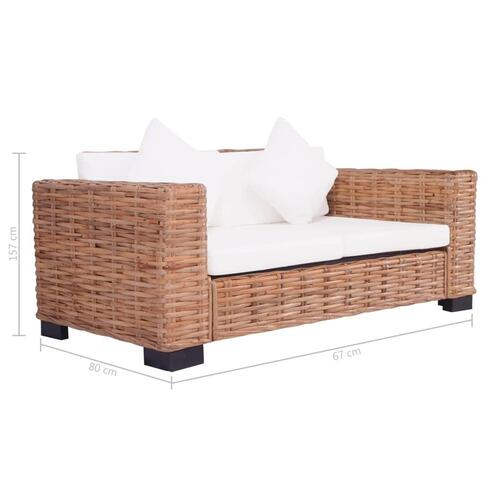 2 personers sofa med hynder naturligt rattan