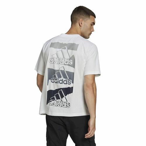 Kortærmet T-shirt til Mænd Adidas Essentials Brandlove Hvid S