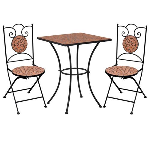 Bistrosæt 3 dele mosaikdesign keramiske fliser terracotta