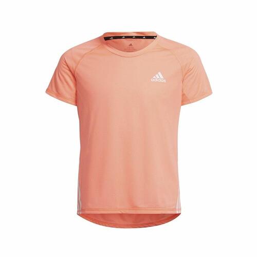 Børne Kortærmet T-shirt Adidas Aeroready Three Stripes Laksefarvet 14-15 år