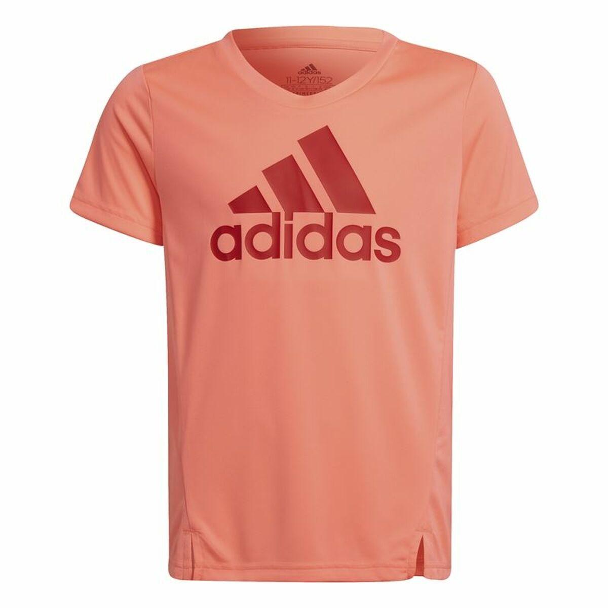 Børne Kortærmet T-shirt Adidas Designed to Move Laksefarvet 7-8 år