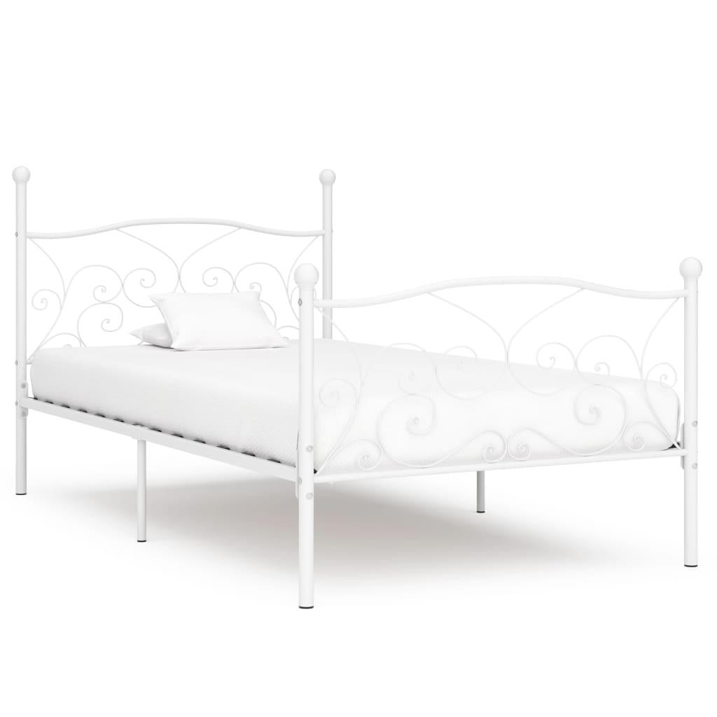 Sengestel med lamelbund 90 x 200 cm metal hvid