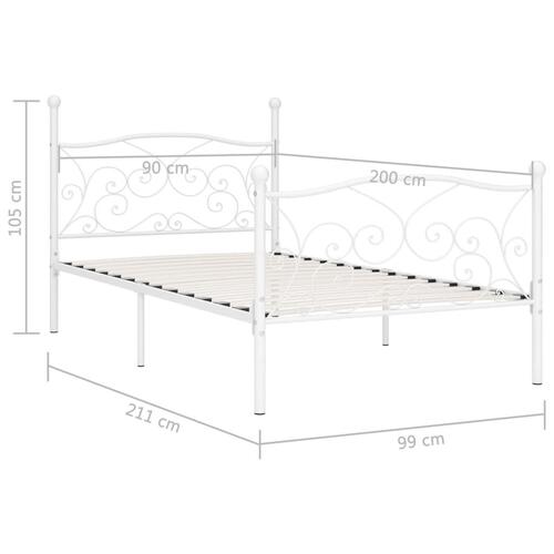 Sengestel med lamelbund 90 x 200 cm metal hvid