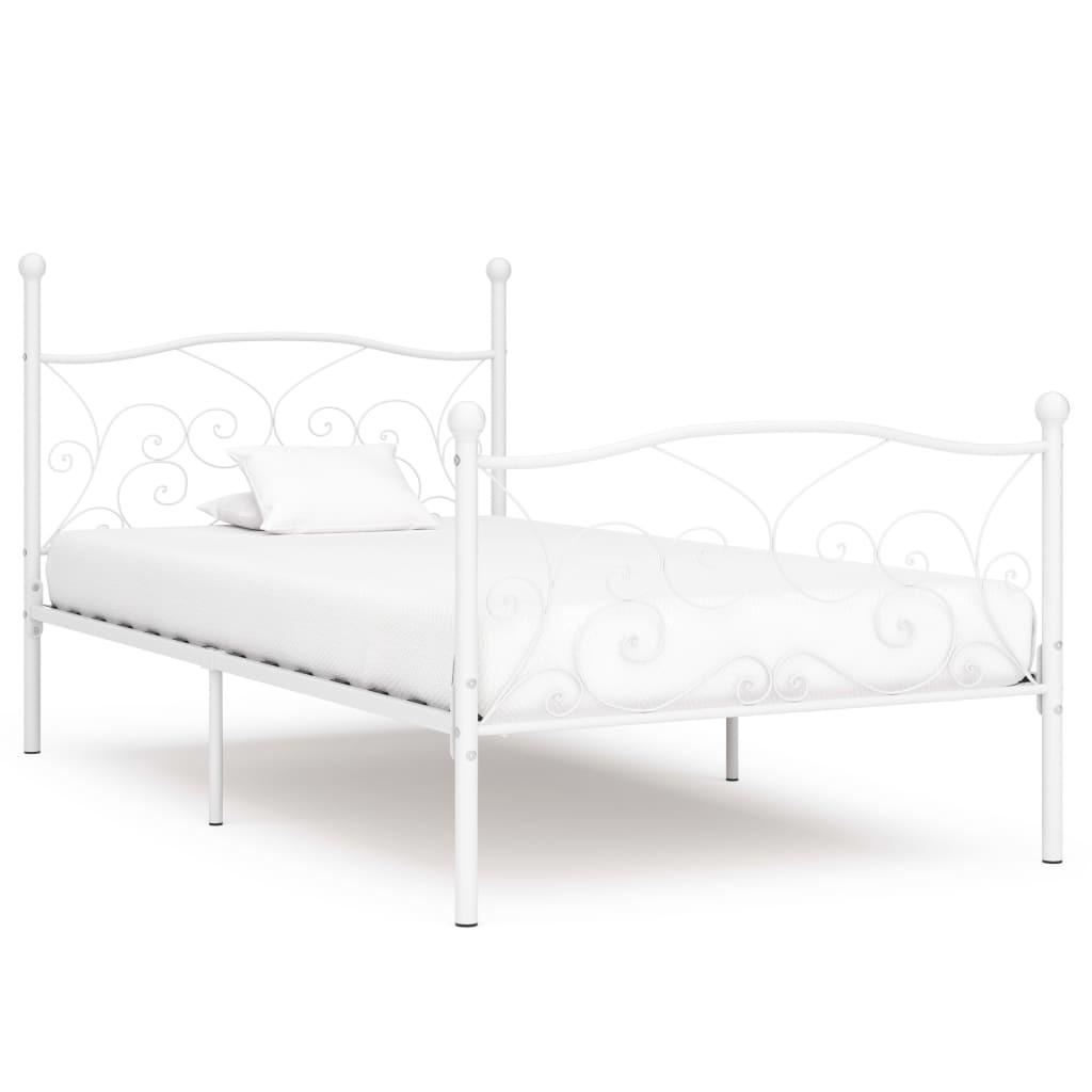 Sengestel med lamelbund 100 x 200 cm metal hvid