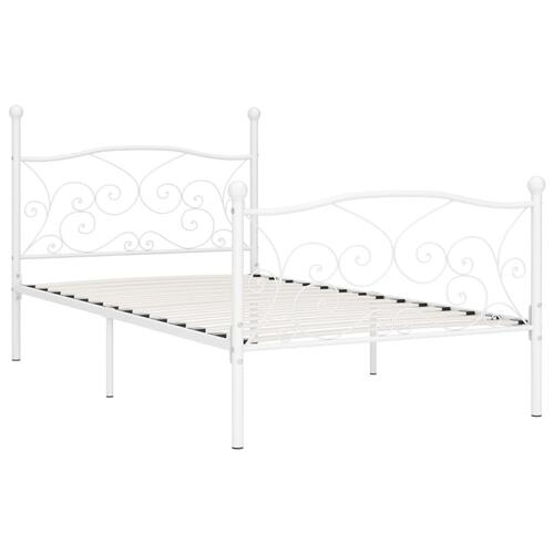 Sengestel med lamelbund 100 x 200 cm metal hvid