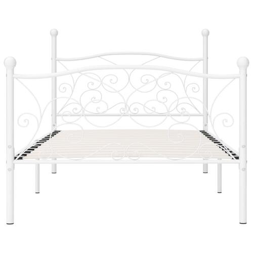 Sengestel med lamelbund 100 x 200 cm metal hvid