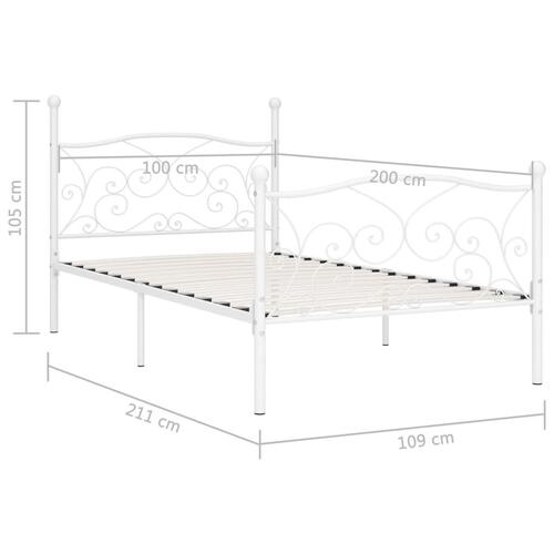 Sengestel med lamelbund 100 x 200 cm metal hvid