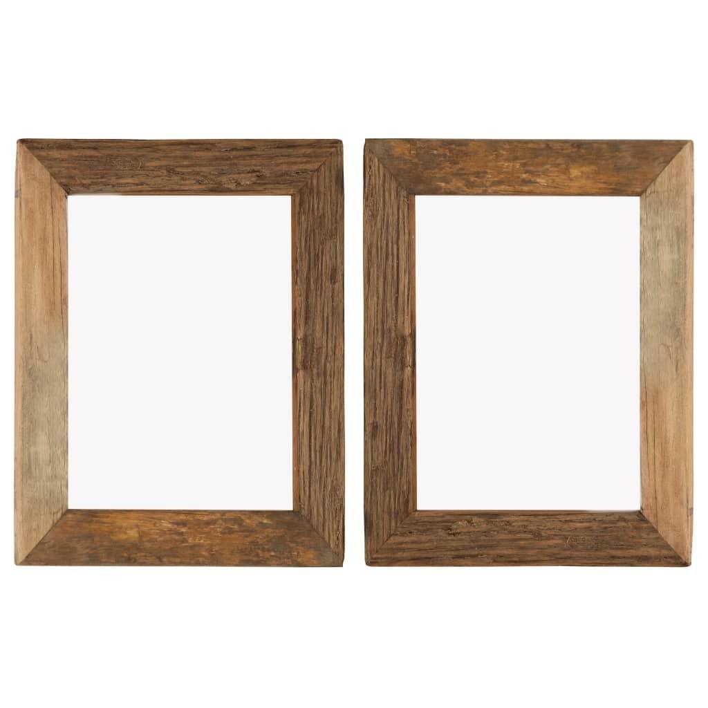 Billedrammer 2 stk. 34x40 cm massivt genbrugstræ og glas
