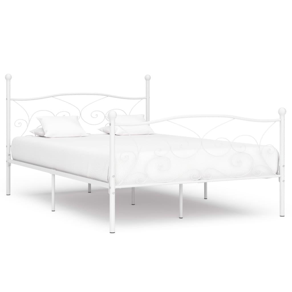 Sengestel med lamelbund 160 x 200 cm metal hvid