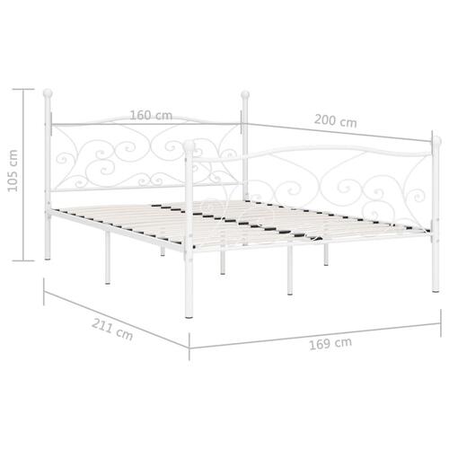 Sengestel med lamelbund 160 x 200 cm metal hvid
