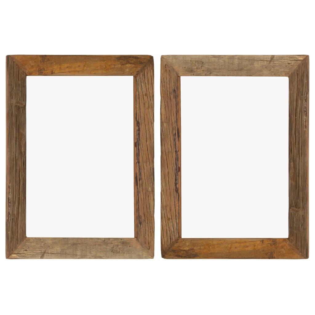 Billedrammer 2 stk. 40x50 cm massivt genbrugstræ og glas