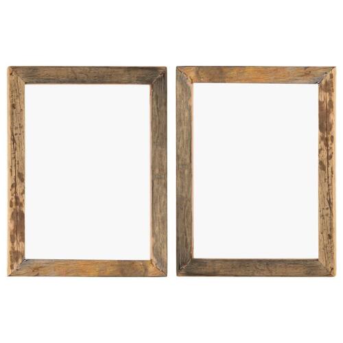 Billedrammer 2 stk. 50x60 cm massivt genbrugstræ og glas