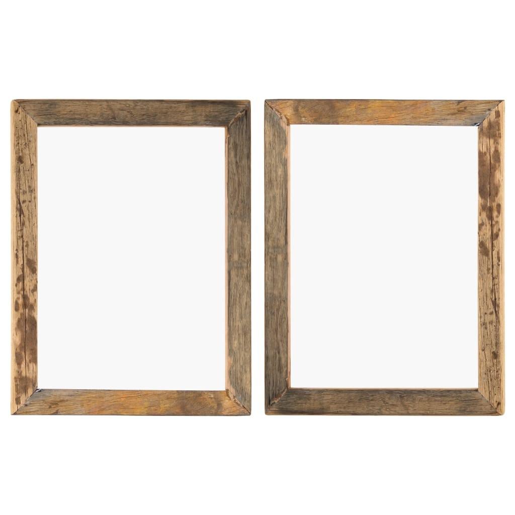 Billedrammer 2 stk. 50x60 cm massivt genbrugstræ og glas