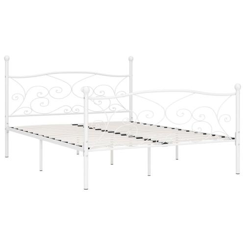 Sengestel med lamelbund 200 x 200 cm metal hvid