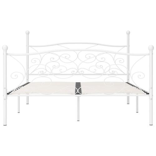 Sengestel med lamelbund 200 x 200 cm metal hvid