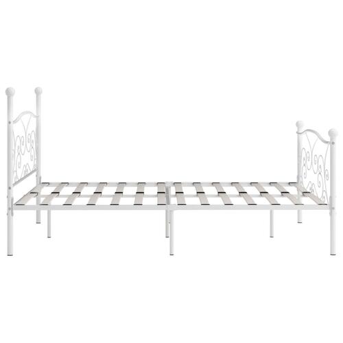 Sengestel med lamelbund 200 x 200 cm metal hvid