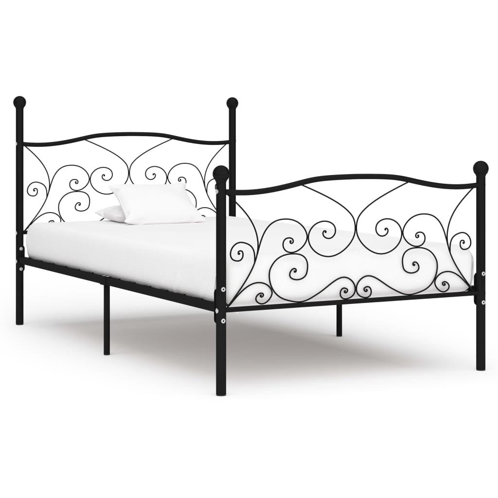 Sengestel med lamelbund 90 x 200 cm metal sort
