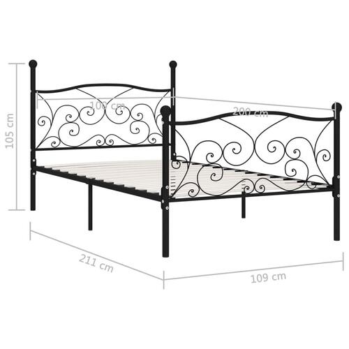 Sengestel med lamelbund 100 x 200 cm metal sort