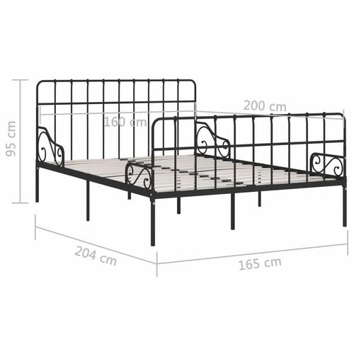 Sengestel med lamelbund 160 x 200 cm metal sort