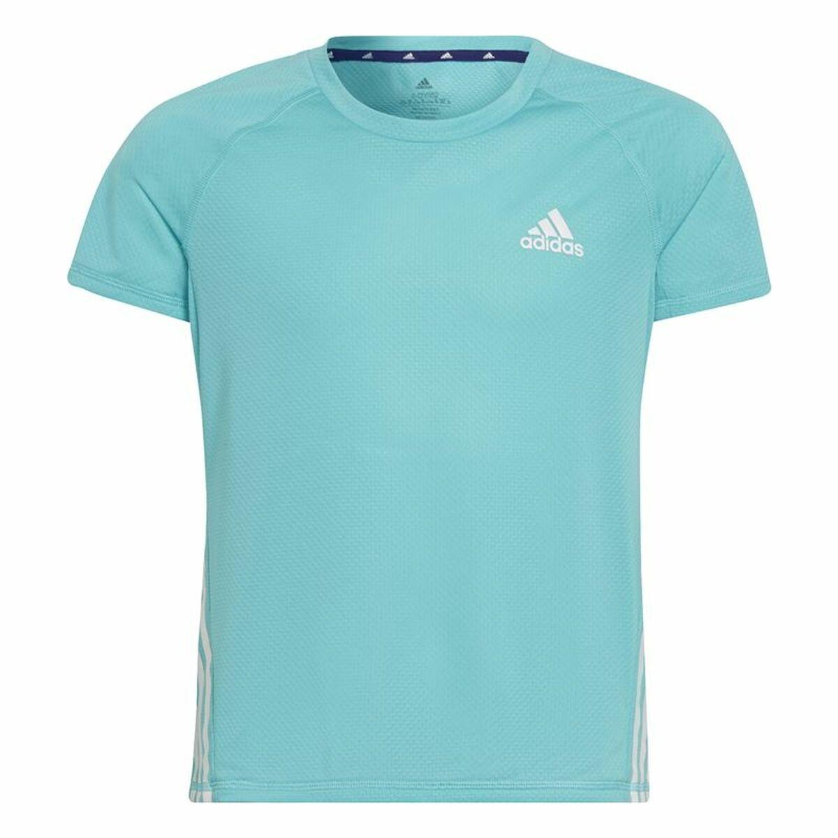 Børne Kortærmet T-shirt Adidas Aeroready Three Stripes Akvamarin 11-12 år