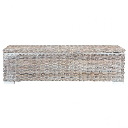 Opbevaringsboks 120 cm kubu-rattan og massivt mangotræ hvid