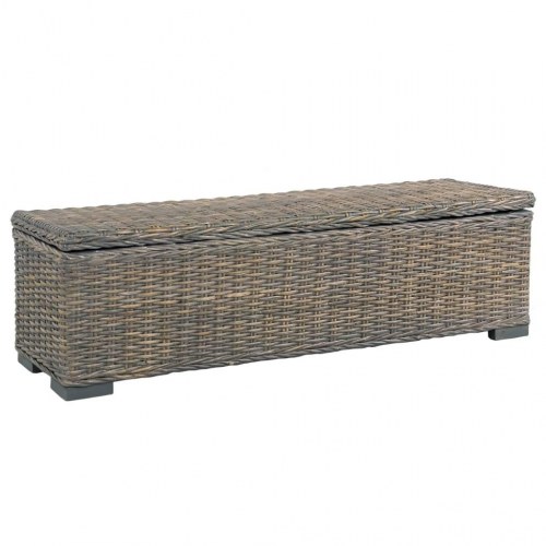 Opbevaringskasse 120 cm kubu-rattan og massivt mangotræ grå
