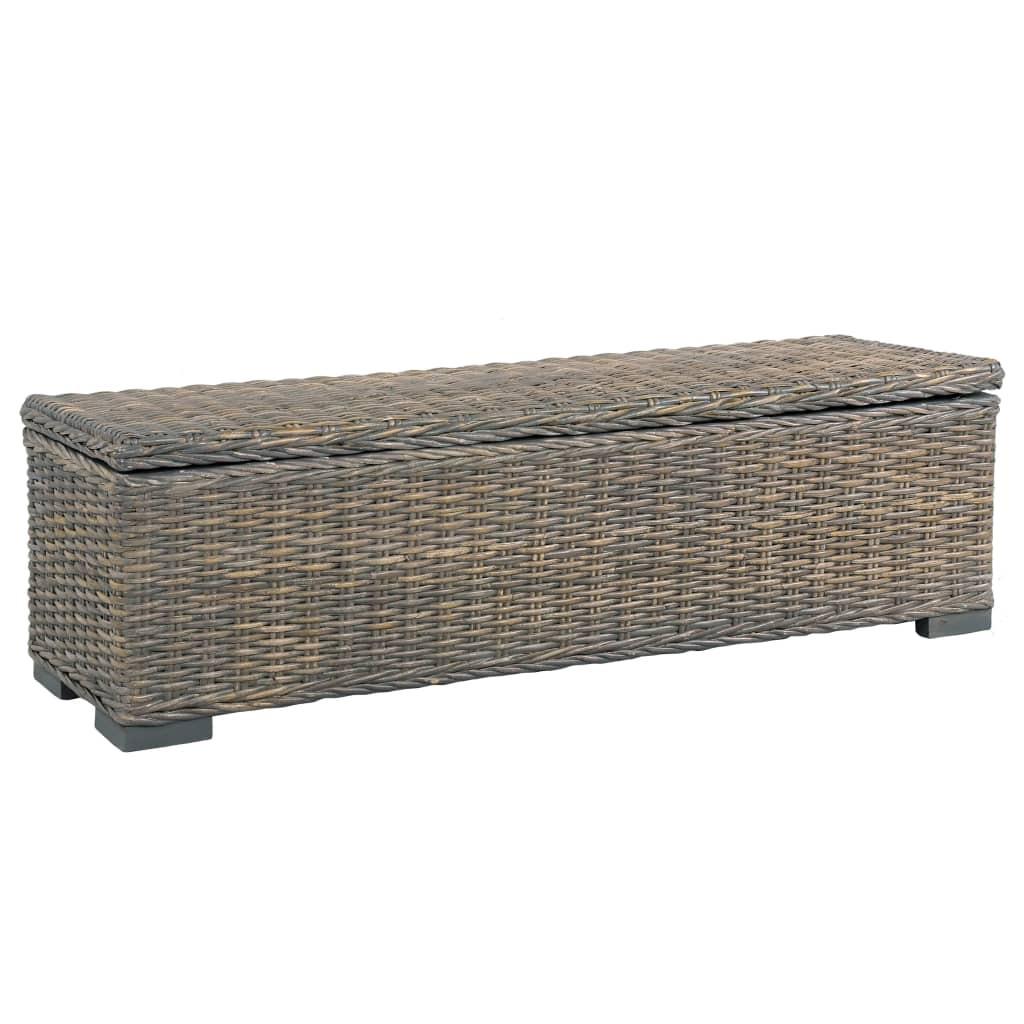 Opbevaringskasse 120 cm kubu-rattan og massivt mangotræ grå