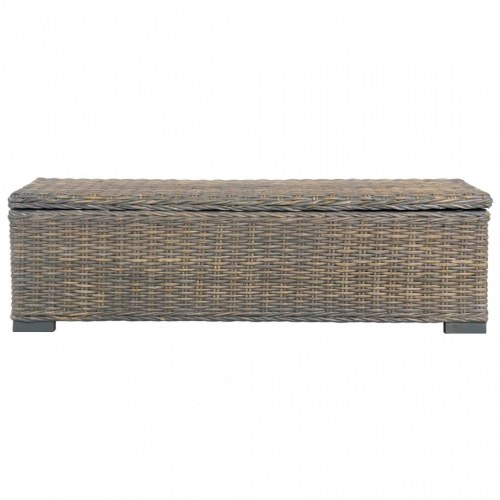 Opbevaringskasse 120 cm kubu-rattan og massivt mangotræ grå