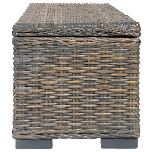 Opbevaringskasse 120 cm kubu-rattan og massivt mangotræ grå