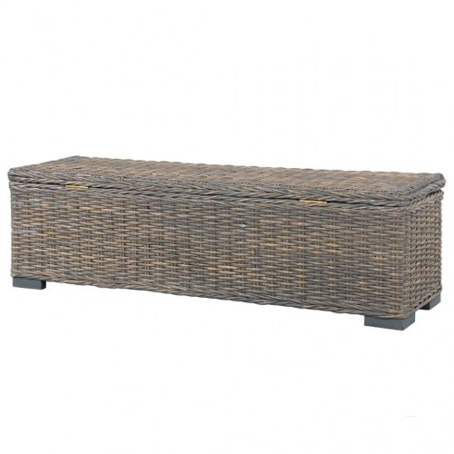 Opbevaringskasse 120 cm kubu-rattan og massivt mangotræ grå