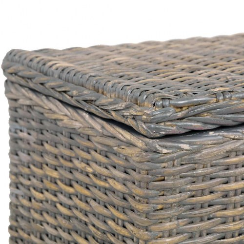 Opbevaringskasse 120 cm kubu-rattan og massivt mangotræ grå