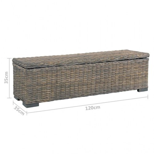 Opbevaringskasse 120 cm kubu-rattan og massivt mangotræ grå