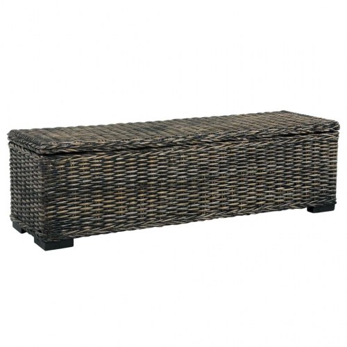 Opbevaringsboks 120 cm kubu-rattan og massivt mangotræ sort