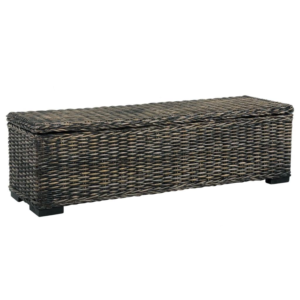 Opbevaringsboks 120 cm kubu-rattan og massivt mangotræ sort