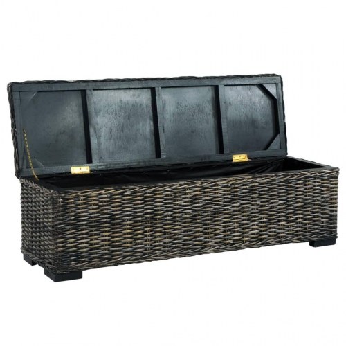 Opbevaringsboks 120 cm kubu-rattan og massivt mangotræ sort