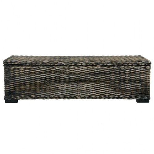 Opbevaringsboks 120 cm kubu-rattan og massivt mangotræ sort