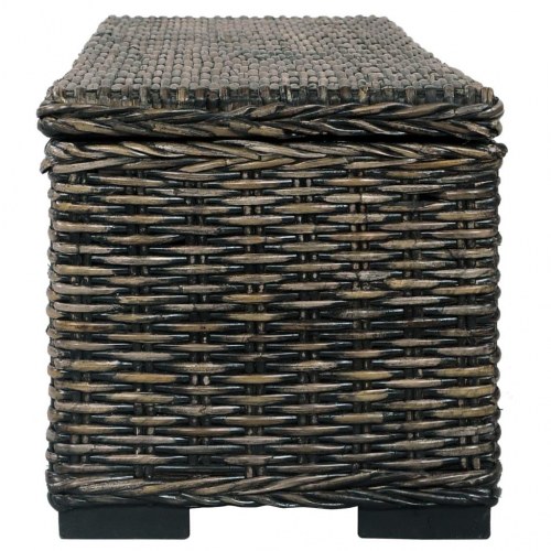 Opbevaringsboks 120 cm kubu-rattan og massivt mangotræ sort