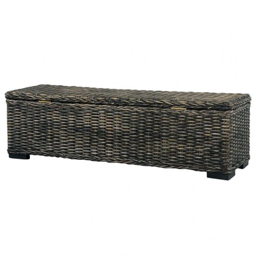 Opbevaringsboks 120 cm kubu-rattan og massivt mangotræ sort
