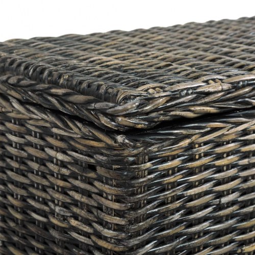 Opbevaringsboks 120 cm kubu-rattan og massivt mangotræ sort