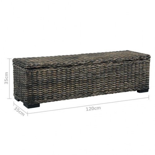 Opbevaringsboks 120 cm kubu-rattan og massivt mangotræ sort
