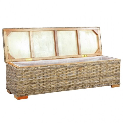 Opbevaringskasse 120 cm kubu-rattan og massivt mangotræ