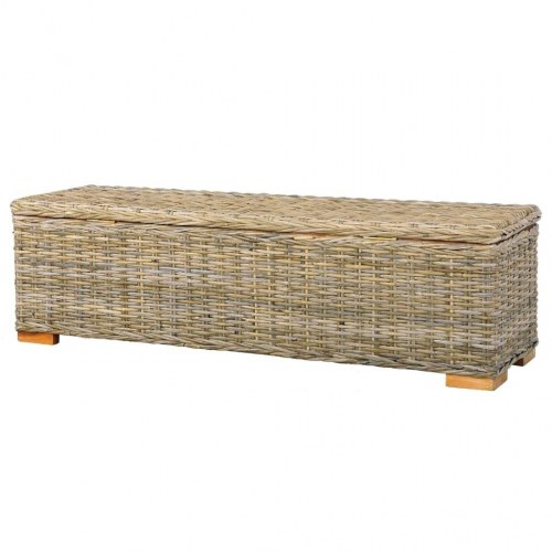 Opbevaringskasse 120 cm kubu-rattan og massivt mangotræ