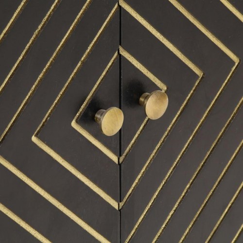 Skænk 60 x 30 x 75 cm massivt mangotræ sort og guldfarvet