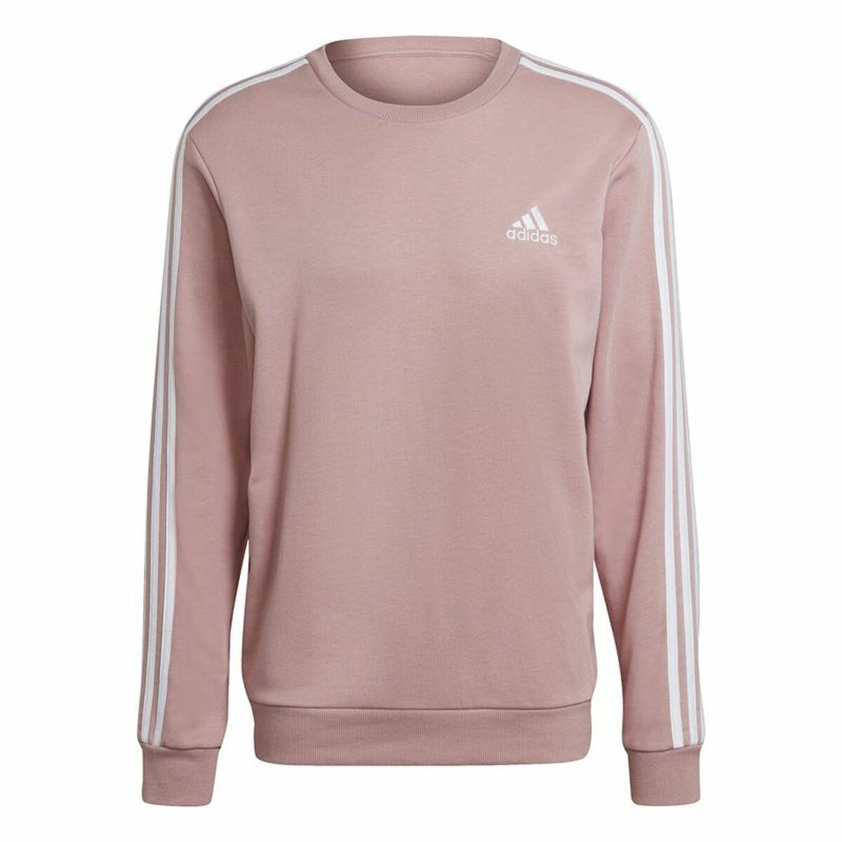 Sweaters uden Hætte til Mænd Adidas Essentials French Terry 3 Stripes Pink 2XL