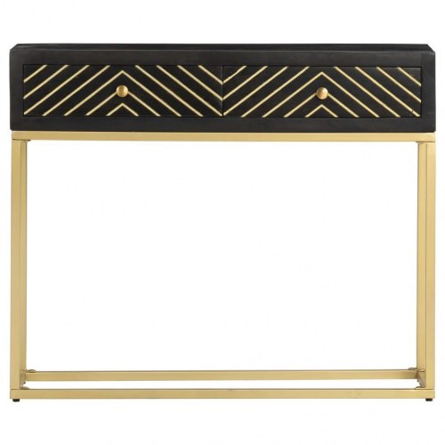 Konsolbord i massivt mangotræ - sort/guld 90×30×75 cm