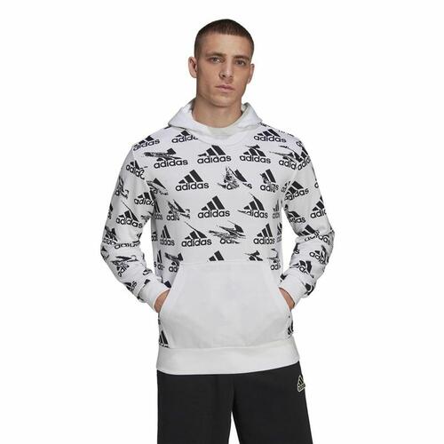 Hættetrøje til Mænd Adidas Essentials Brandlove Hvid XS