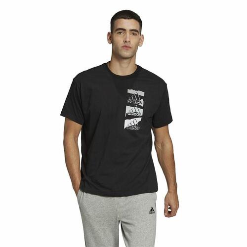 Kortærmet T-shirt til Mænd Adidas Essentials Brandlove Sort S