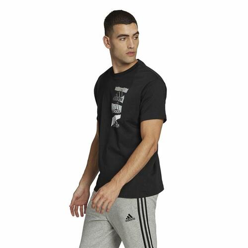 Kortærmet T-shirt til Mænd Adidas Essentials Brandlove Sort S