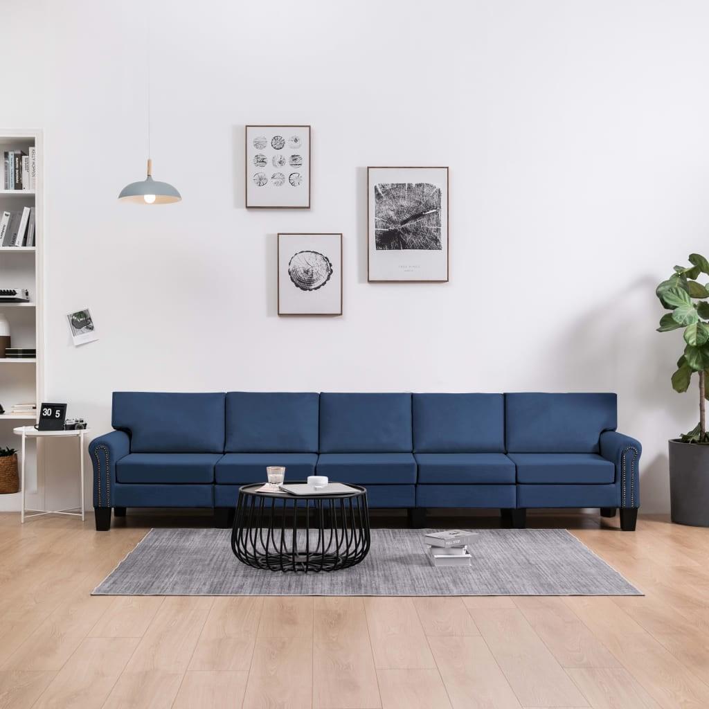 5-personers sofa stof blå