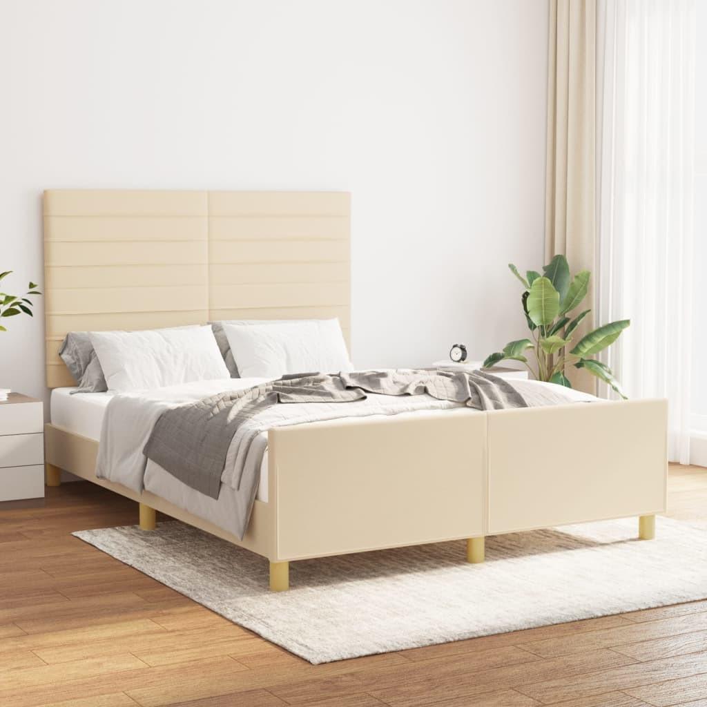 Sengeramme uden madras 140x190 cm stof cremefarvet billede